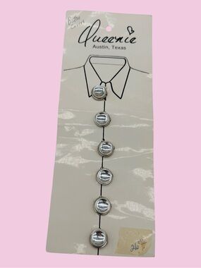 Queenie Silver & Clear Cabochon Button Covers - Set of 6 - New - Austin, TX